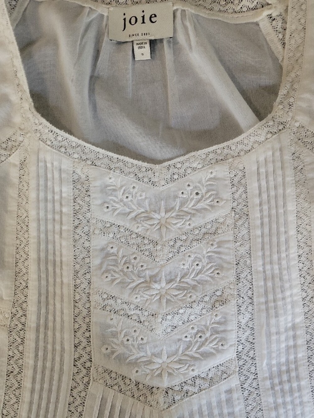 Joie Tiller Embroidered Lace Cotton Top White Size Small - Picture 3 of 7